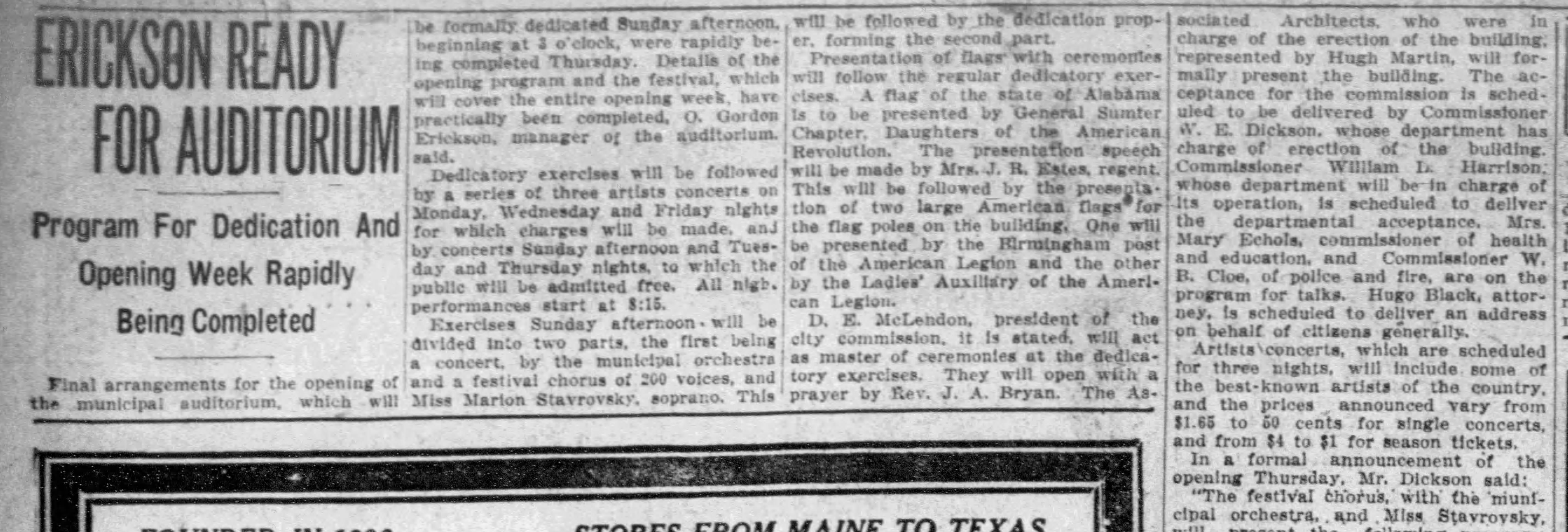 Erickson Ready for Auditorium